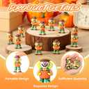 50 Pcs Fall Scarecrows, Thanksgiving Pumpkin Figurines, Fall Mini Resin Miniatures Thanksgiving Tabletop Decor for Garden and Yard Rubber Tabletop Shelf Sitters Decoration