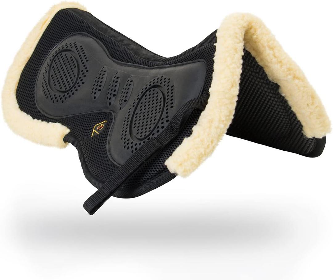 Kavallerie 3D Air-Mesh Half Pad, Impact Protection & Therapeutic Gel Padding English Saddle for Maximum Support and Stability, Best for Horses Under Saddle, Dressage, Jumping & Training (Black)
