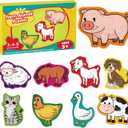 9 Packs Large Piece Jigsaw Puzzles for Toddlers 1-3,Kids Wild Animal Puzzle Ages 3-5,Baby Farm Dinosaur Puzzle,Preschool Educational Montessori Toys for 3 Year Old,Kindergarten Matching Puzzle