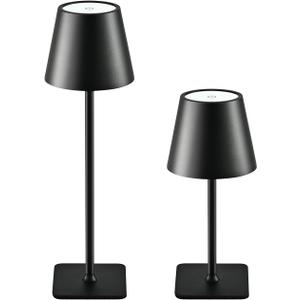 2 Pack Cordless Table Lamps Rechargeable, Battery Operated Touch Dimmable LED Lamp with 3 Color Temperatures, Adjustable Height Wireless Table Lamp for Restaurant, Bar, Bedroom (Black)