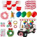 Christmas Golf Cart Decoration Kit Golf Cart Christmas Decorations Kit Parade with Car Wreath Inflatable Gingerbread Man string candy canes Balloons Wreath Decorative Tasses