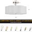 18" Modern Semi Flush Mount Ceiling Light Modern 3-Lights Linen Drum Ceiling Lighting with Chrome Finish, Vintage Ceiling Light for Living Room, Kitchen, Basement, Laundry Room, Bedroom