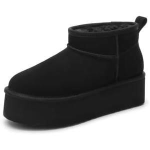 Women's Platform Fuzzy Lined Ankle Boot | Softfaux fur size 9, Black