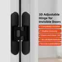Hidden Door Hinges,6 inch Heavy Duty Concealed Hinges,180 Degree Swing 3-Way Adjustable Butt Hinges Suitable for Wooden Door Bedroom Door,2 Pack (Black, 6inch)