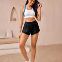 Women's Athletic Shorts High Waisted Running Shorts Sporty Short Gym Elastic Workout Shorts (Black)