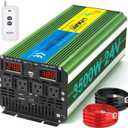 LVYUAN 3500W Pure Sine Wave Inverter DC 24V to AC 110V/120V Car Inverter with 4 AC Outlets USB Port for Camping/Truck/RV/Solar System/Travel Camping (Green)