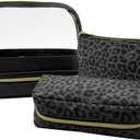 Makeup Bag 3 Pack, Double layer Transparent Cosmetic Bag Organizer, Women's Toiletry Bag, Travel Essentials (Black)