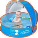 Peradix Paddling Pool for Kids & Pets Infant Ball Pit Tent, Baby Beach Tent, Toddler Wading Pool UV Sun Shelter Canopy with Mosquito Net, Portable Pop Up Tent Summer Beach Toys for Child (Blue-orange)