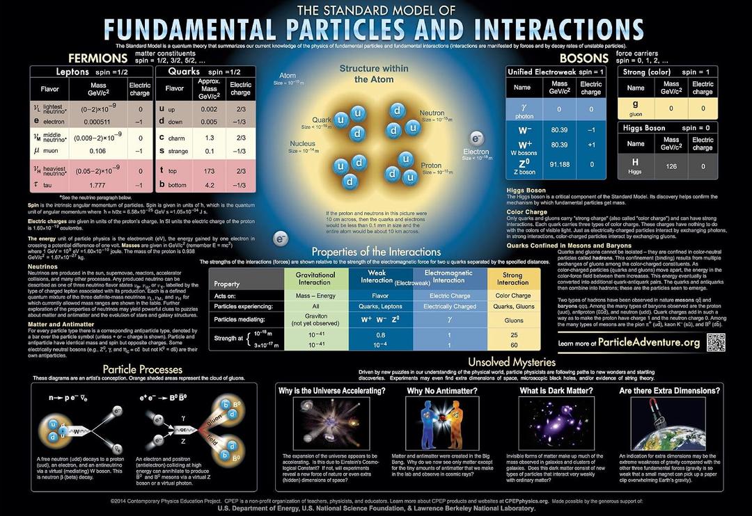 Thirty CPEP Fundamental Particles and Interactions Charts (16" x 11")