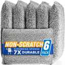 Kitchen Scrubbing Sponges - Heavy Duty Non-Scratch Scrubbing Cleaner Sponges in 1 Color - Multi-Surface Non-Metal Dish Scouring Scrubbers for Fast Cleaning. (6 Pack)