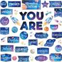 45pcs Space Affirmation Station Bulletin Board Set Motivational Posters Classroom Mirror Growth Mindset Decor Positive Affirmations Accents Cutouts for School Office Home Teacher Wall Supply