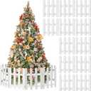 Aneco 12 Pack Thick Christmas Wooden Picket Fence 12 x 12 Inch Wood Christmas Tree Fence Decoration Christmas Tree Guard for Kids Dogs Xmas Wedding Party Decor