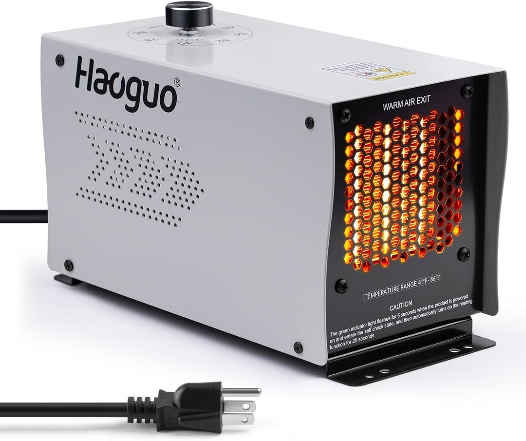 Boat Engine Compartment Heater with Thermostat, Haoguo 650W Bilge Heater with Safe PTC Element and Waterproof Fan, Covers Up to 500 Cu Ft to Prevent Frozen Pumps & Batteries, Grey (gray)