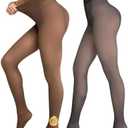 CHICME BEST SHOPPING DEALS Chic Me 2-Pack Extra Plus Size High Waist Fleece Lined Tights Translucent Thermal Pantyhose Leggings Gray+Brown, One Size