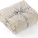 Bedsure Knit Throw Blanket for Couch - Super Soft, Cozy & Warm Fluffy Blanket, Breathable, Lightweight for Bed & Sofa, Beige, 60x80 Inches