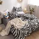 Zebra Duvet Cover Set Queen 100% Cotton Black and White Animal Print Bedding 1 Leopard Comforter Cover Full with Zipper Ties 2 Pillowcases for Kids Teens Boys Girls Women