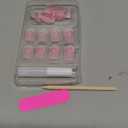 Press on Nails Short Square Fake Nails with Flower Designs Nude Pink Glossy Full Cover Stick on Nails Bling Sequins Acylic Nails for Women and Girls