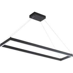 Modern Led Chandelier Linear Rectangle Chandelier Modern Led Pendant Light Kitchen Island Lighting Fixture 6000K Dimmable 39.4 Contemporary Hanging Light for Dining Room Living Room Black
