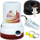 Submersible Boat 2000GPH Bilge Water Pump 12v DC water pump with float switch suitable for ferry, yacht, marine and garden drainage system (2000GPH)