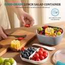 Small Salad Container for Lunch-35oz Divided Bento Box Lunch Box for Fresh Meals,Portable Salad Bowls To Go with 2-Compartment Tray Meal PrepLeak Proof Tritan Lid, Dishwasher & Microwave Safe (Gray)