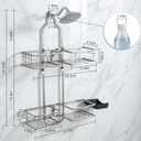Shower Caddy Hanging Organizer, Rustproof Shower Organizer Hanging for Handheld Showerhead with Hooks for Razor/Sponge, Bathroom Caddy Rack Shower Shelves for Shampoo Soap Towels, Silver