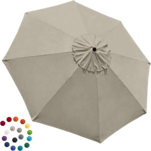 EliteShade USA 9ft Replacement Covers 8 Ribs Market Patio Umbrella Canopy Cover (CANOPY ONLY) (Beige)
