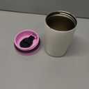 Owala SmoothSip Slider Insulated Stainless Steel Coffee Tumbler, Reusable Iced Coffee Cup, Hot Coffee Travel Mug, BPA Free 12 oz, Pink/Tan (Daybreak)