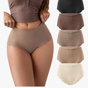 SHARICCA Seamless High Waisted Underwear for Women Cheeky Underwear Wave Edge No Show Bikini Panties Ribbed Panties Pack Amazon's Choice, Size: L