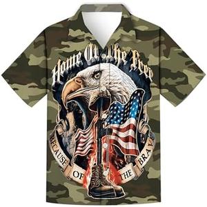 Regenboog Men 4th of July Patriotic Shirt,American Flag Shirt Short Sleeve Button Down,Hawaiian Neon Funny Novelty Shirts L
