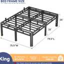 20 Inch King Size Bed Frame, Double Layer Heavy Duty Bed Frames 4000 lbs Capacity, Metal Platform bedframe with Headboard Holes, Round Corner Legs, Mattress Slide Stopper, Easy Assembly