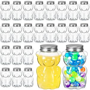 Mumufy 24 Pcs Bear Plastic Jar Empty Bear Shaped Bottle Large Capacity Candy Milk Tea Drinks Container for Making Candy Gifts DIY Decoration(17 oz)