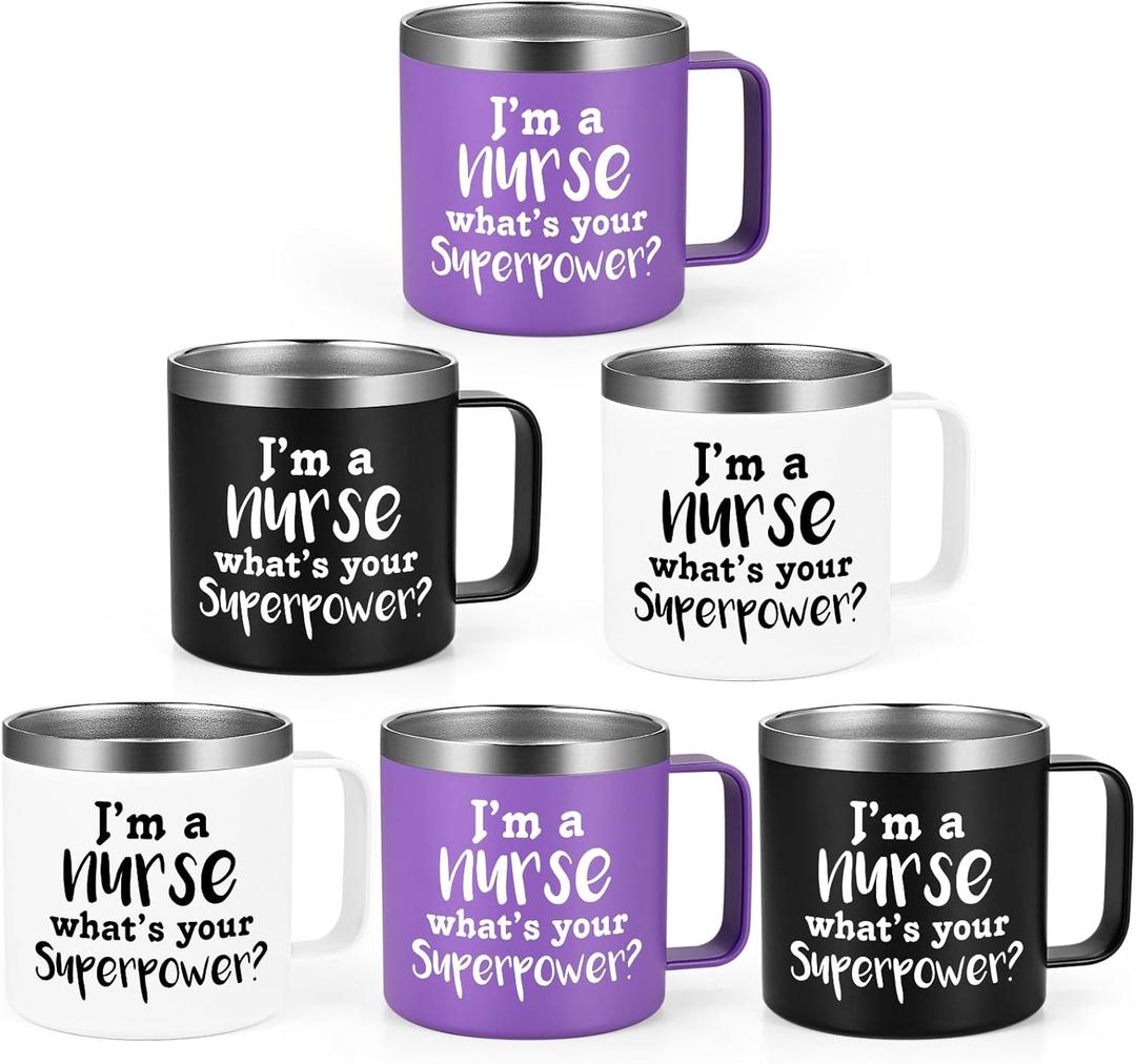 Lifecapido Nurse Week Gifts-6 Pack I'm A Nurse Stainless Steel Insulated Coffee Mug, Nurse Gifts for Women Male Nurse New Nurse RN Nursing Student, Nurse Graduation Gift, Nursing Gifts(14OZ,Mix Color)