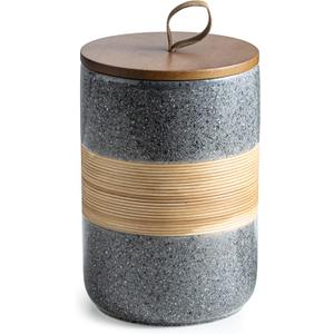 Miamolo Large Storage Containers with Lids, Ceramic Coffee Container Kitchen Food Storage Cookie Jars with Airtight Lid for Spice Sugar Tea Bag, Stackable Decorative Jars for Counter, Grey & 61 fl.oz