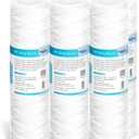 Membrane Solutions 5 Micron 10"x2.5" String Wound Whole House Water Filter Replacement Cartridge Universal Sediment Filters for Well Water - 6 Pack