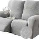 Gennia Waterproof Recliner Loveseat Cover,Stretch Reclining Sofa Covers with Pockets,Washable Lazy Boy Recliner Slipcovers,Leakproof Couch Protector for Kids, Pets, Dog and Cat (2 Seat, Light Gray)