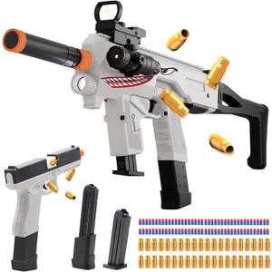 Soft Bullet Two Modes Toy with Shell Ejecting Design & Sight & Infrared Scope, Cheap with 2 Clips & 80 Foam Bullets, Gifts for Boys Girls Adults Age 8+ (White)