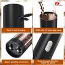2 in 1 Electric Salt and Pepper Grinder Set (USB Rechargeable), Automatic Salt and Pepper Mill with LED Lighting, One-Handed Operation Adjustable Coarseness - Perfect for Kitchen, BBQ Gifts (Black)