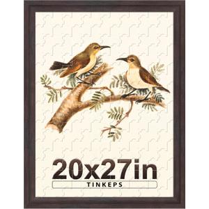 20x27 Picture Frame Walnut Brown with Black Back Board Curved Extra Wide Edges, Wooden Vintage Style Puzzle Frame 20x27 for Wall Decor.