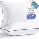 JOLLYVOGUE Pillows Queen Size Set of 2, Hotel Collection Bed Pillows for Side, Back, and Stomach Sleepers, Fluffy and Supportive, Down Alternative Microfiber Filled Sleeping Pillow