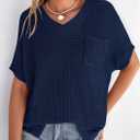 PRETTYGARDEN Women's 2026 Spring Short Sleeve Sweaters Lightweight V Neck Casual Going Out Summer Tops Beach Vacation Clothes (S)