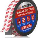 Junarter Magnetic Tape Roll, Magnet Strips, 1 Roll (10 Feet x1 in) Adhesive Magnetic Tape Strips with Adhesive Backing, Flexible Magnetic Strips, Sticky Magnet Tape for Fridge, DIY (0.08" Thick)