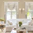 Loom and Mill Luxury Waterfall Valances for Windows, Elegant Jacquard Thick Swag Curtains Valance with Tassels for Living Room, Bedroom Party Banquet Decorations (Light Apricot, W39 Inch, 1 Panel)