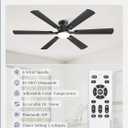 Fanbulous 60 Inch Ceiling Fan with Lights, APP & Remote Control, Flush Mount Low Profile Black Ceiling Fan, 3000-6000K Dimmable LED, Quiet Reversible Motor, 6 Blades, 6 Speeds, for Bedroom Living Room