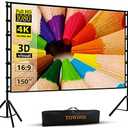 TOWOND Projector Screen and Stand, 150 inch Indoor Outdoor Projection Screen, Portable 16:9 4K HD Rear Front Movie Screen with Carry Bag Wrinkle-Free Design for Home Theater Backyard Cinema