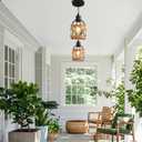 Farmhouse Pendant Light Fixture, Black Pendant Lights for Kitchen Island Industrial Lantern Pendant Light Fixtures with Light Shade, Adjustable Height Hanging Pendant Lighting