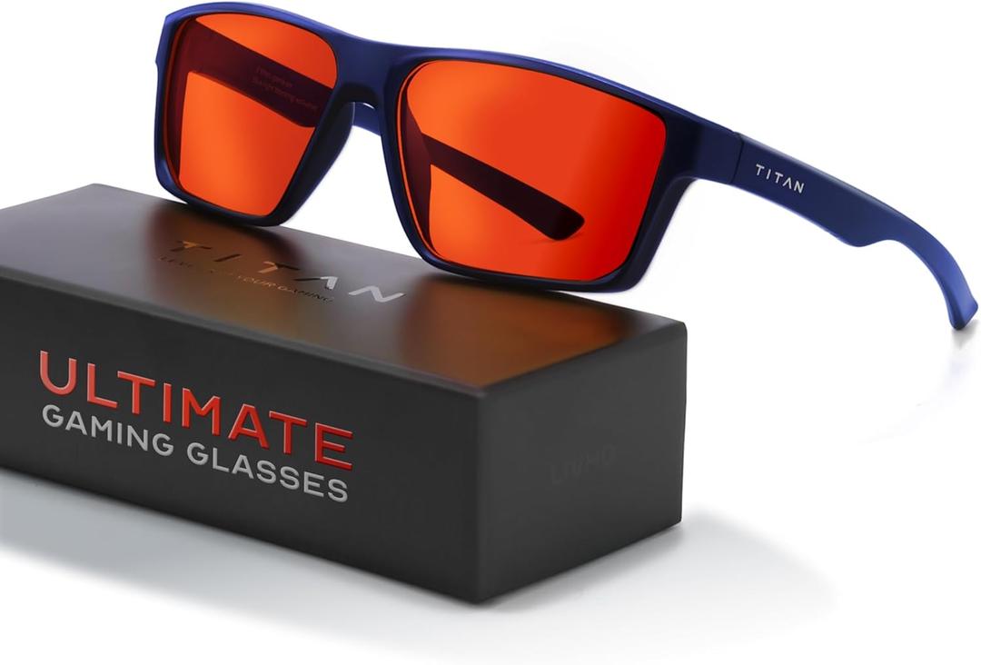 Titan Gaming Glasses, Blue Light Blocking, Night Driving Glasses for Men, Computer Protection, Gift for Gamers