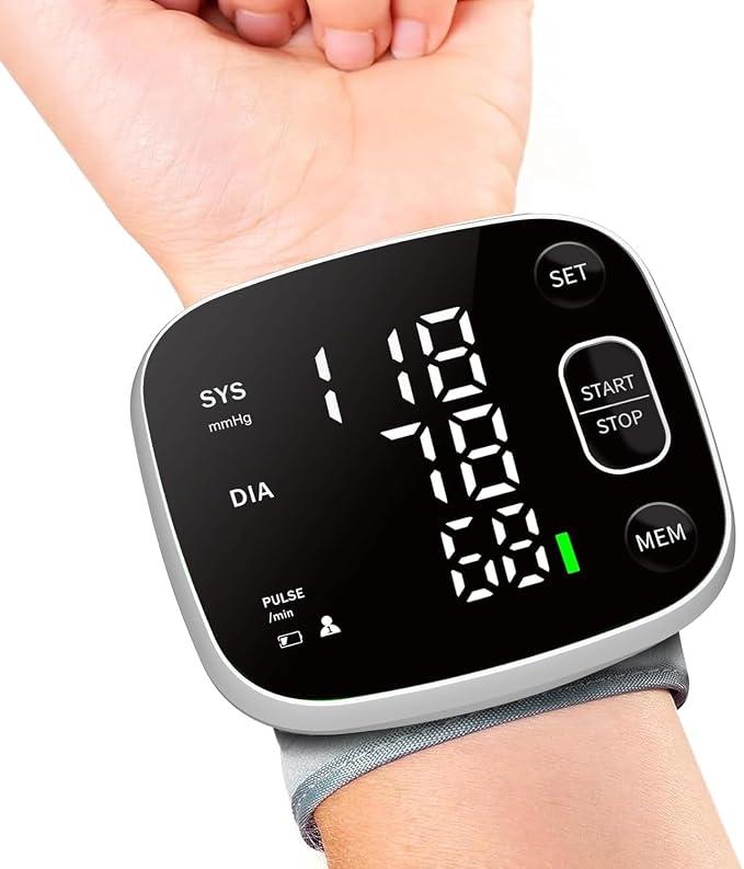 Blood Pressure Monitors Rechargeable Digital BP Machine with 240 Memory | Voice Broadcast, Automatic 120x2 Sets Memory, Adjustable Wrist Cuff (4.92-8.46”), with Storage Case for Home Use