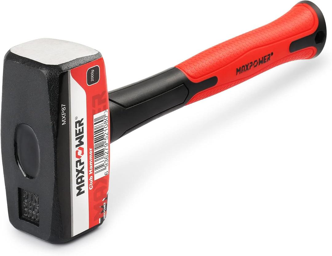 MAXPOWER 4lb Club Hammer, Mini Sledge Hammer with 9-inch Fiberglass Handle, Drop Forged Steel Head