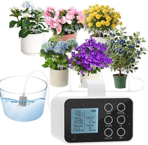 Upgrade Auto Plant Watering Devices Indoor, Plant Waterer for 20 Potted Plants, Houseplant Watering System, Up to 30-Day Programmable Water Timer, Automatic Drip Irrigation Kit for Vacation