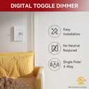 AIDA Toggle Slide Dimmer Switch for Dimmable LED Light/CFL/Incandescent 600 Watt max, Single-Pole or 3-Way, Rocker On/Off Wall Switch with Dimmer Slider, Wall Plate NOT Included, UL, White, 1 Pack